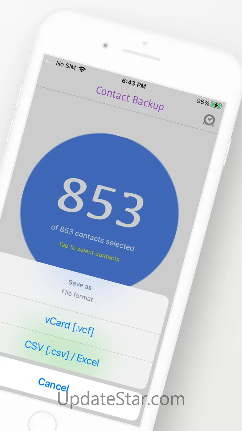 Contacts backup excel, vcard 2.9