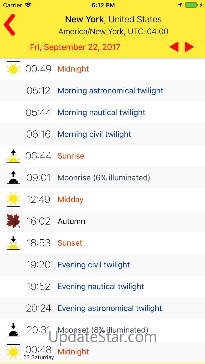 Sunrise/Sunset times 1.3