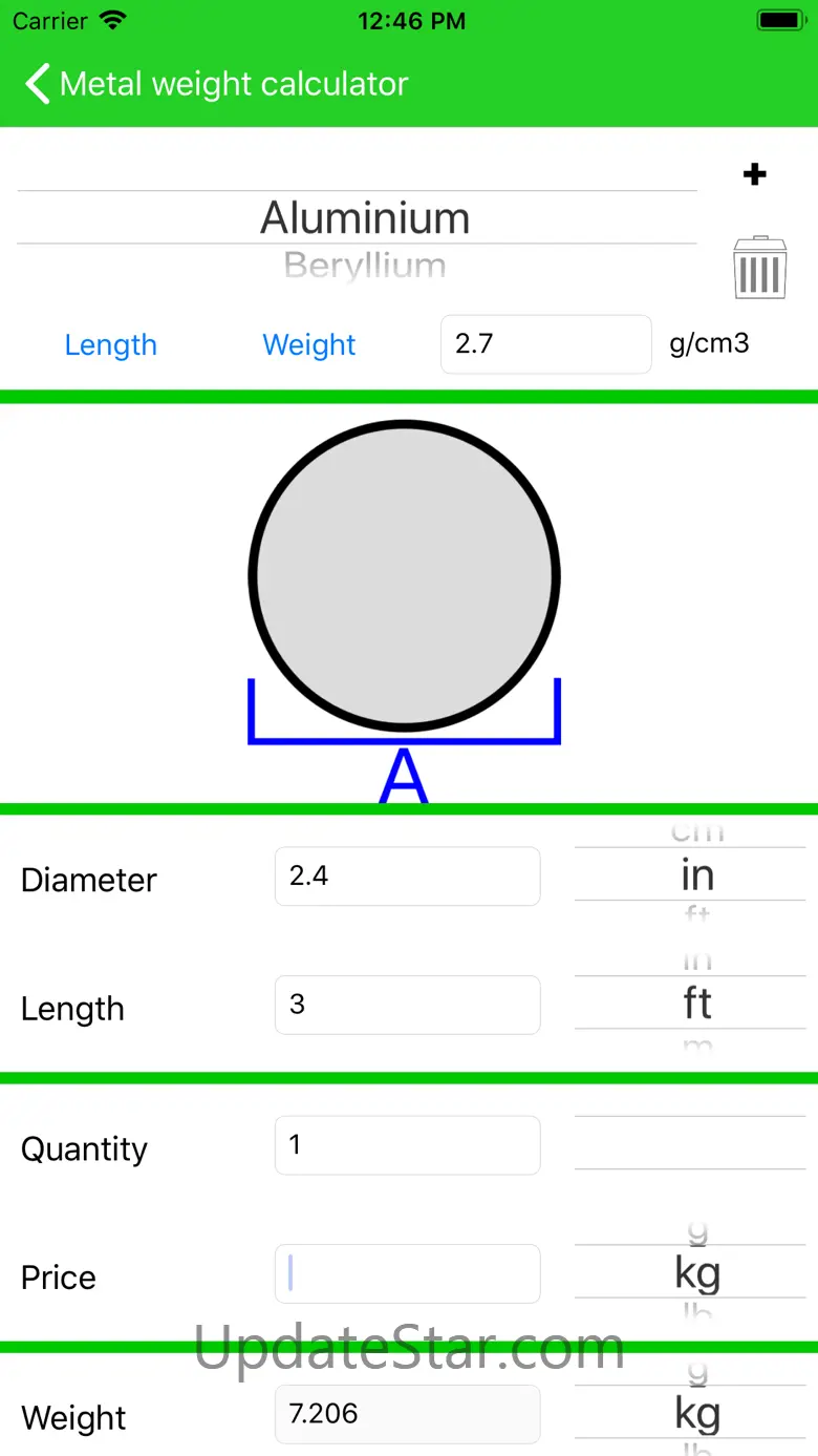 Weight calculator for metals 1.2.1