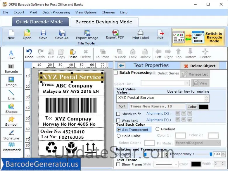 Barcode Generator for Post Office 6.3.2