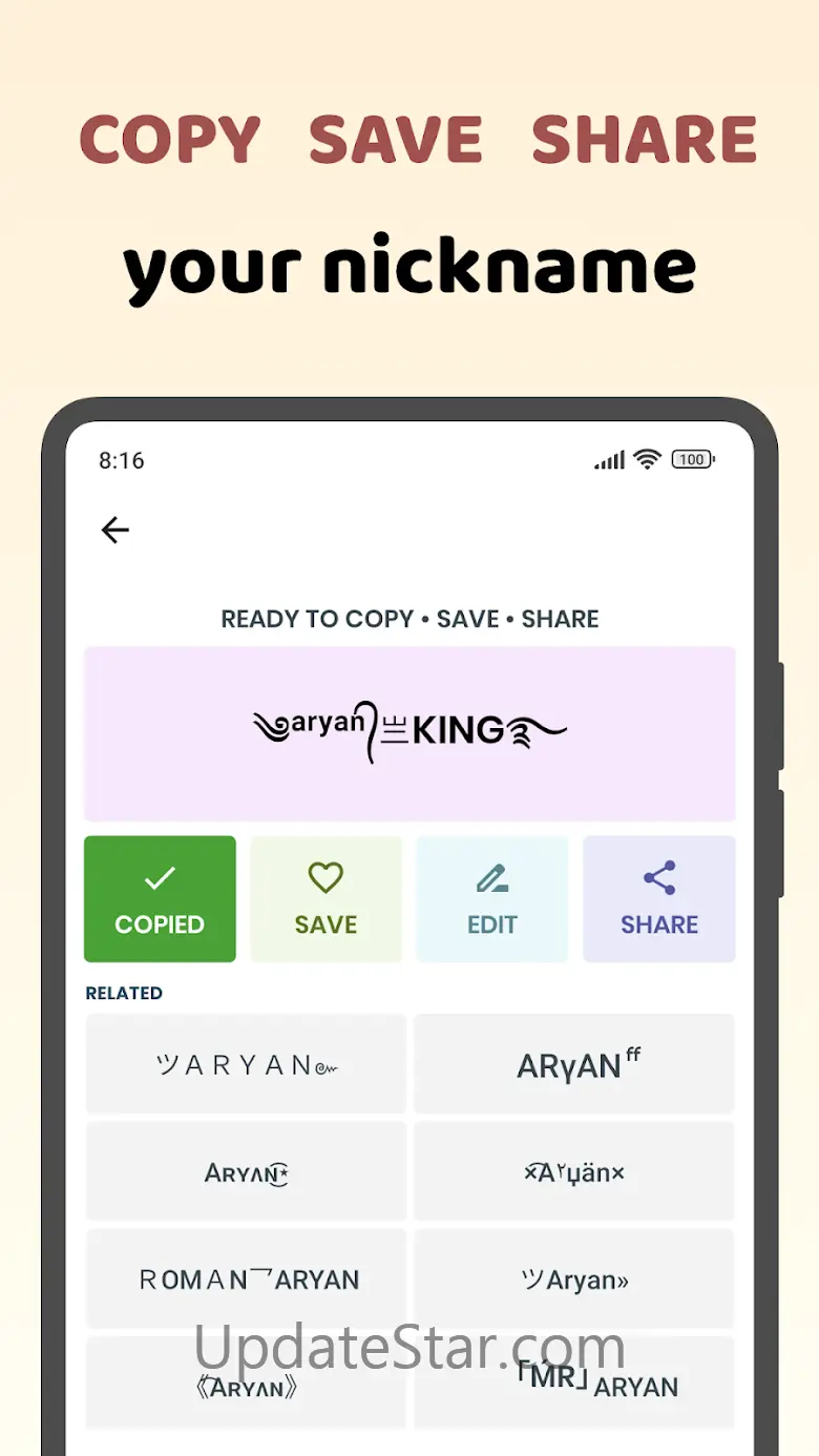 Name style: Nickname Generator 2.8.1