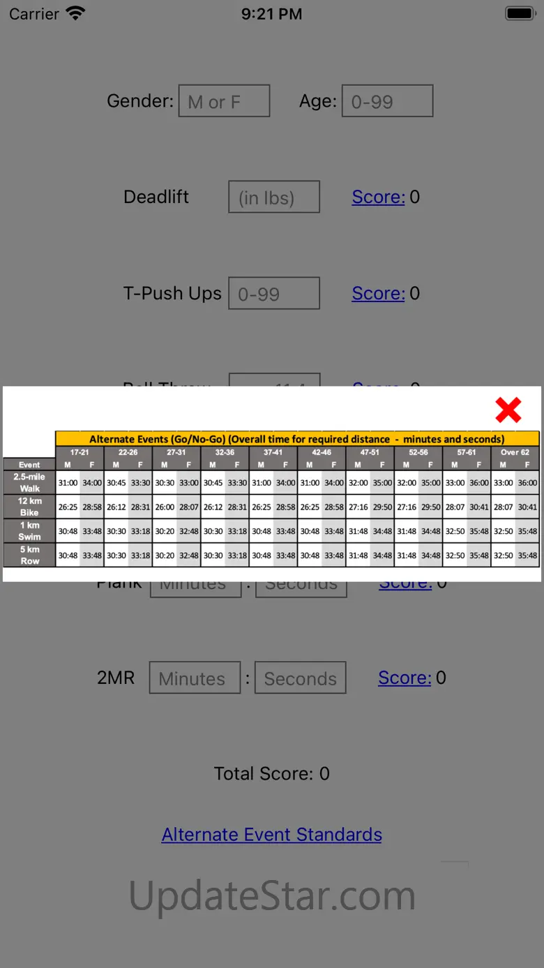 Updated ACFT Score Calculator 2.1.1