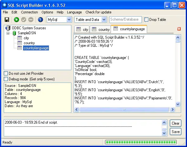 SQL Script Builder 2.1.0.52