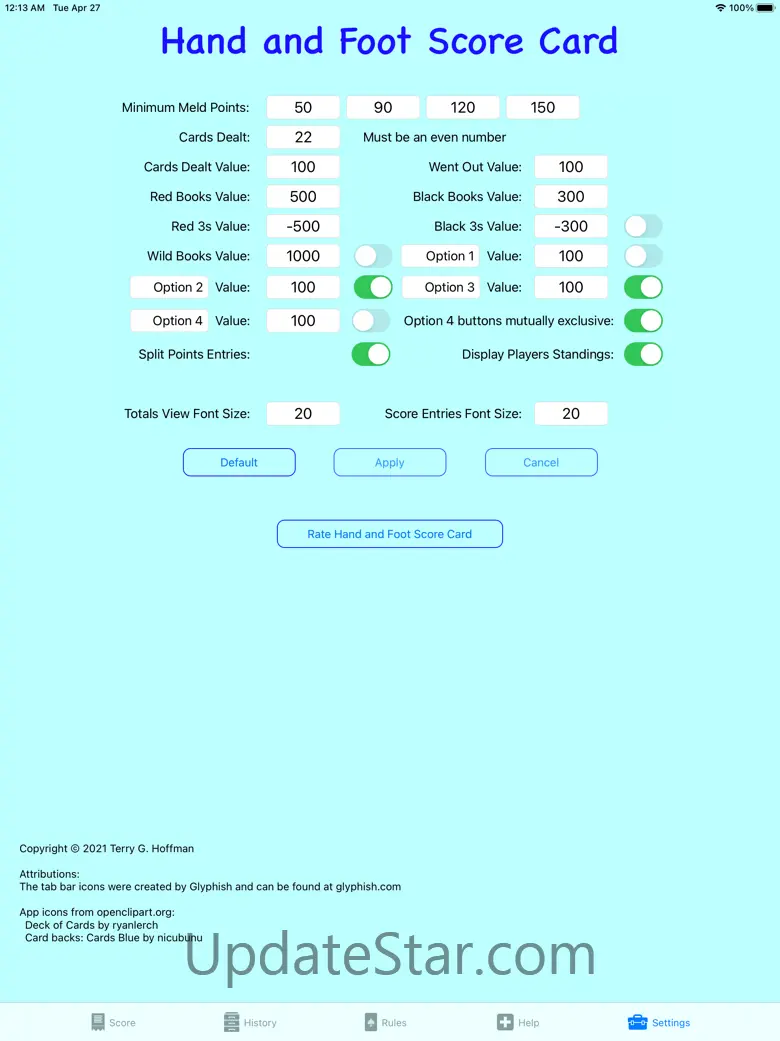 Hand and Foot Score Card 2.11