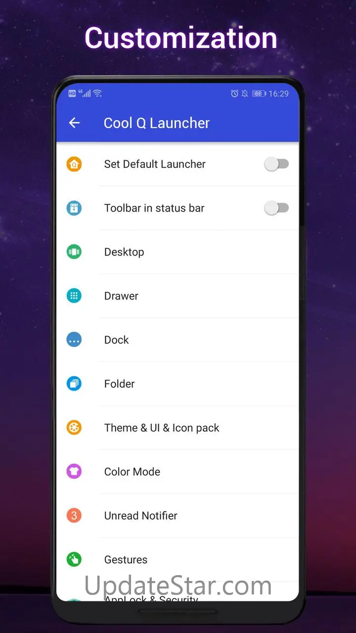 Cool Q Launcher for Android 10 9.5