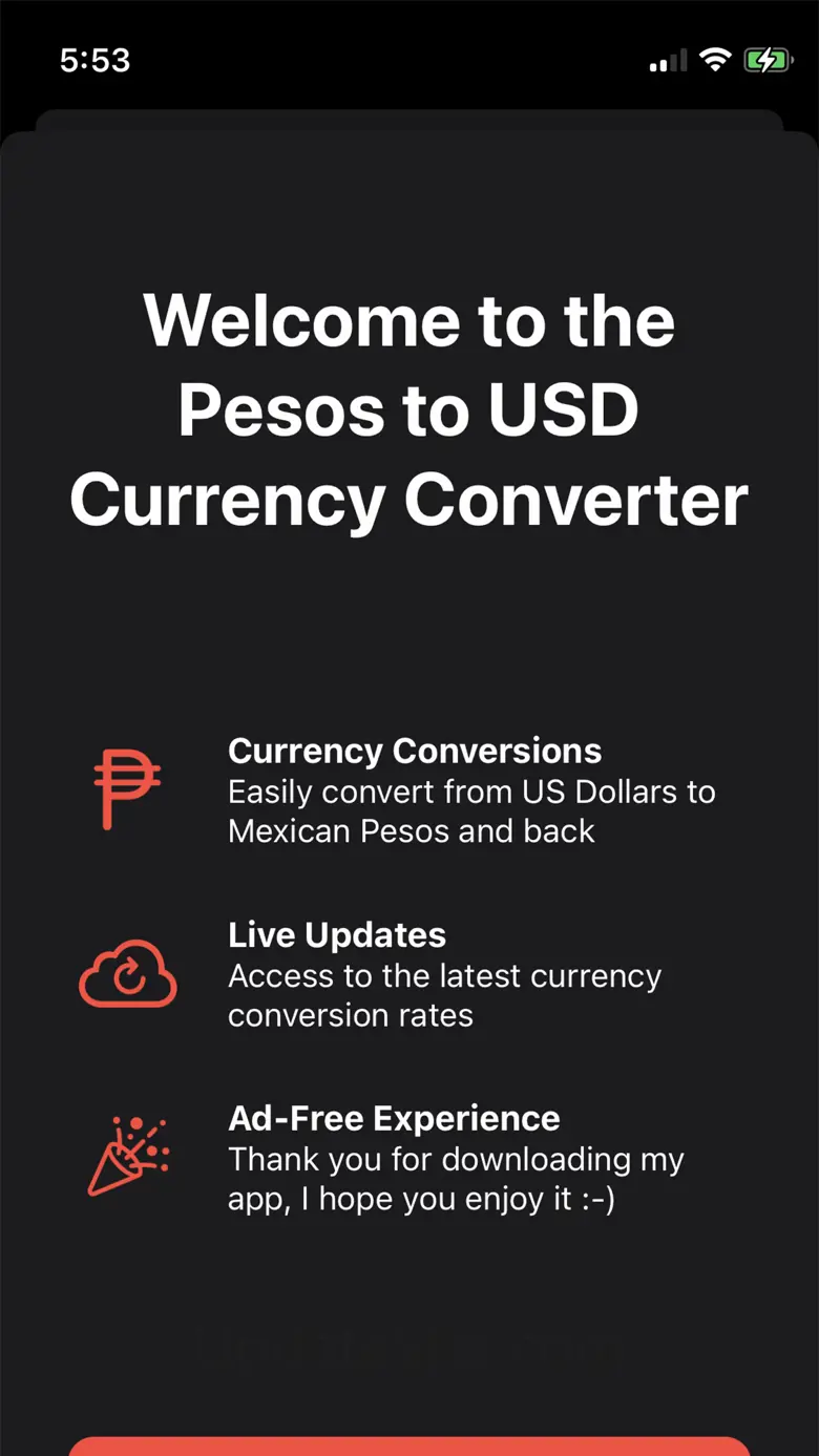 Pesos to Dollars Conversion 1.2.2