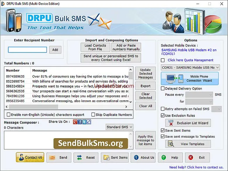 Send Bulk SMS Software for Multi Mobile 6.8.2