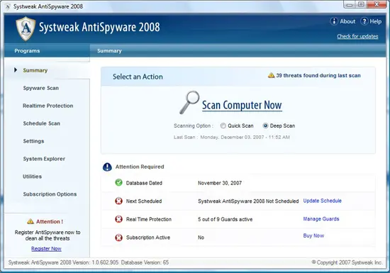 Systweak AntiSpyware 2008 1.0
