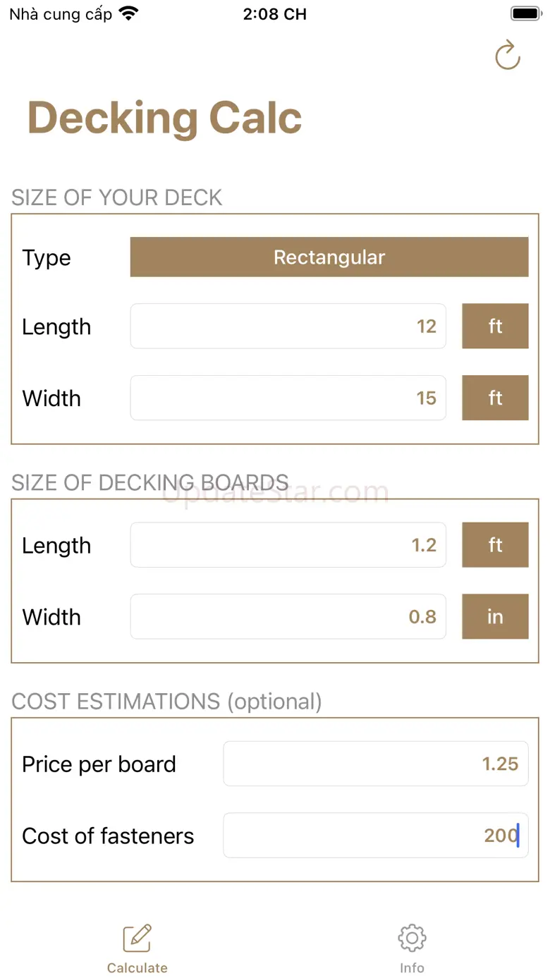 Decking calculator, material 1.6.0