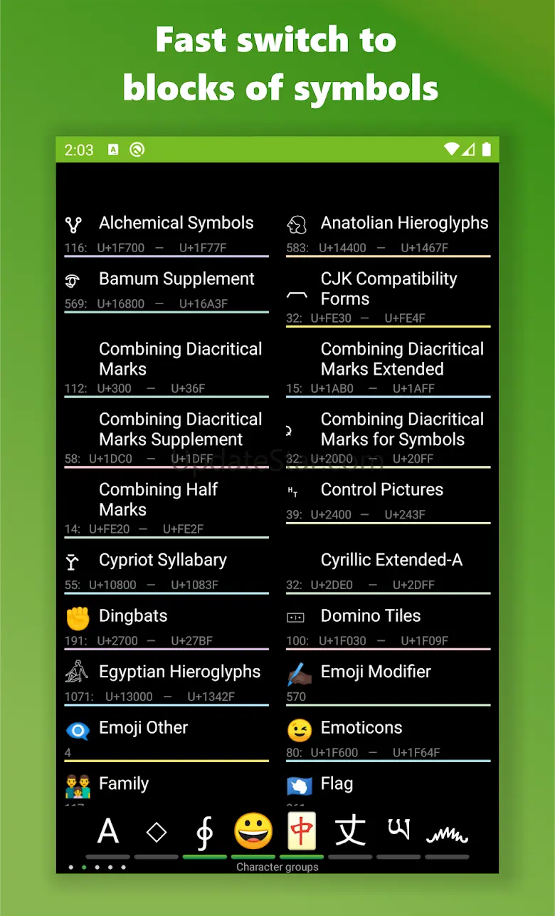 Character table 3.7.23
