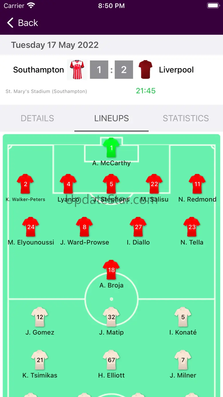Live Scores of Premier League 2.2.7