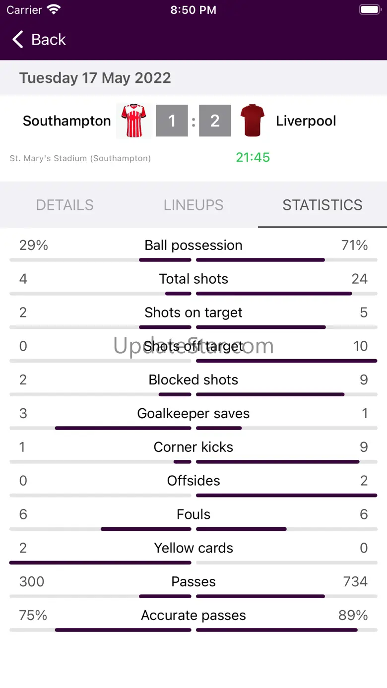 Live Scores of Premier League 2.2.7