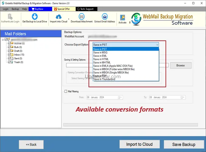 Enstella Webmail Backup Migration Tool 2.0