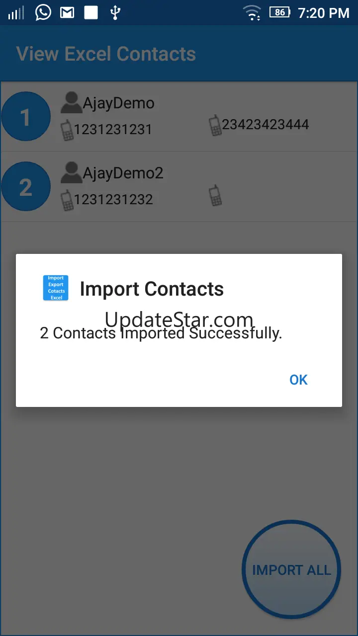 Import Export Contacts Excel 8.5