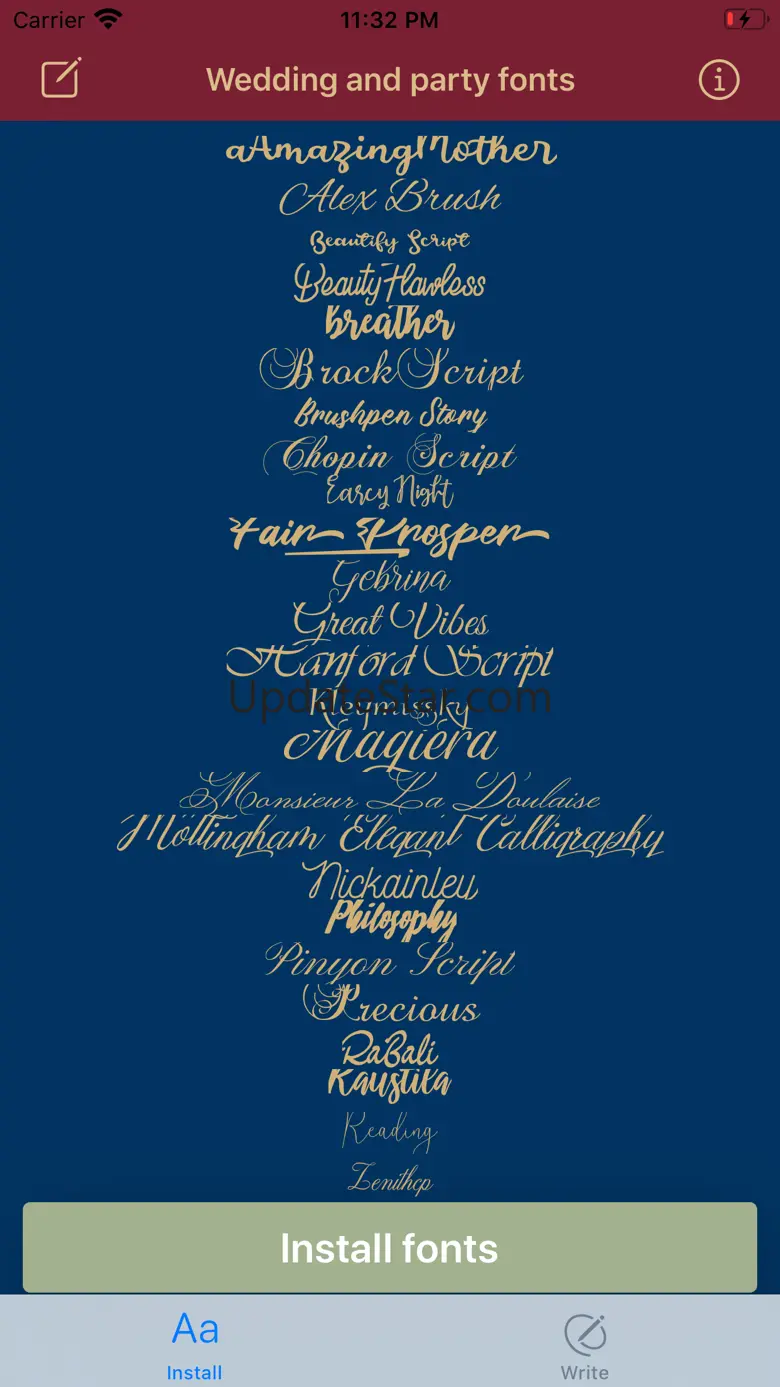 Fonts calligraphy hand writing 1.0.7