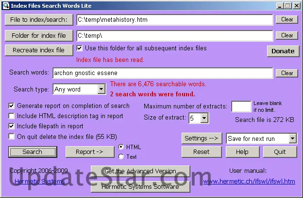 Index Files Search Words Lite 3.38