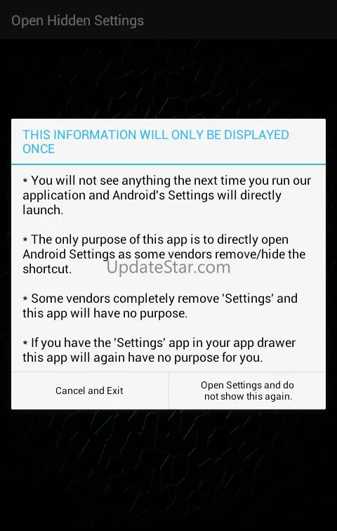 Open Settings (shortcut to set 1.2