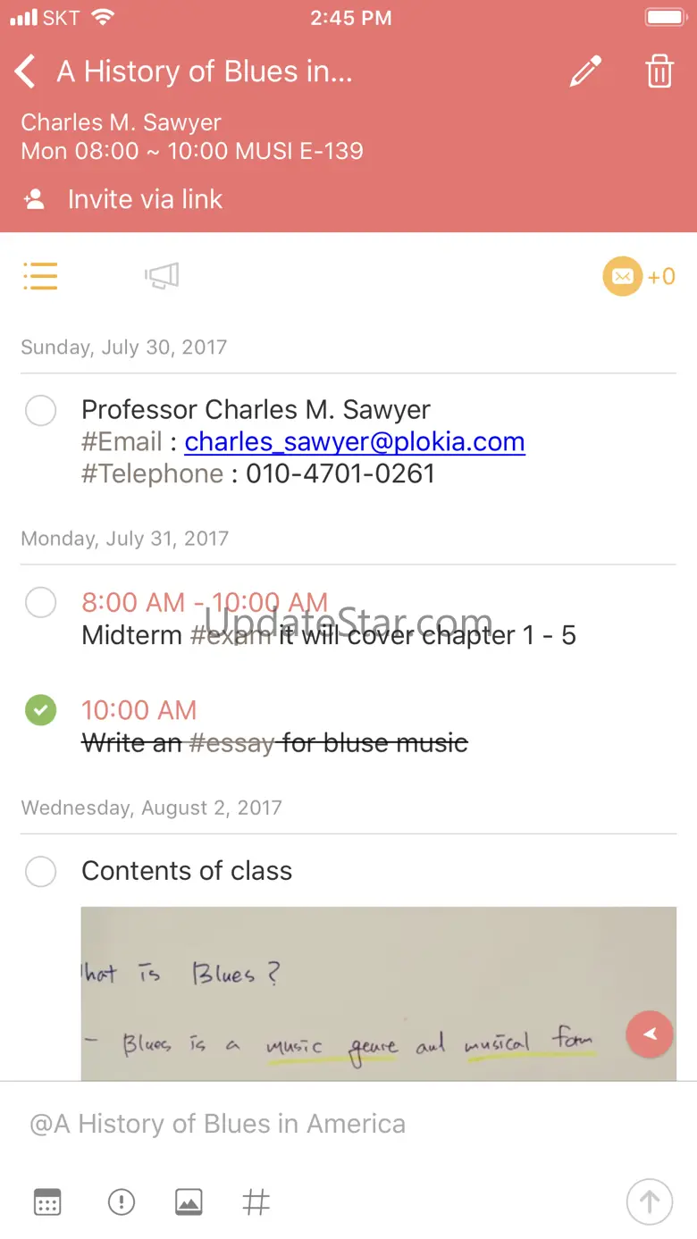 ClassUp - Schedule, Note 9.1.5