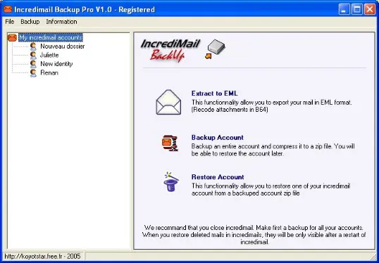 Incredimail Backup PRO 4.0