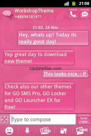Pink Cute Sweet Theme GO SMS 3.5