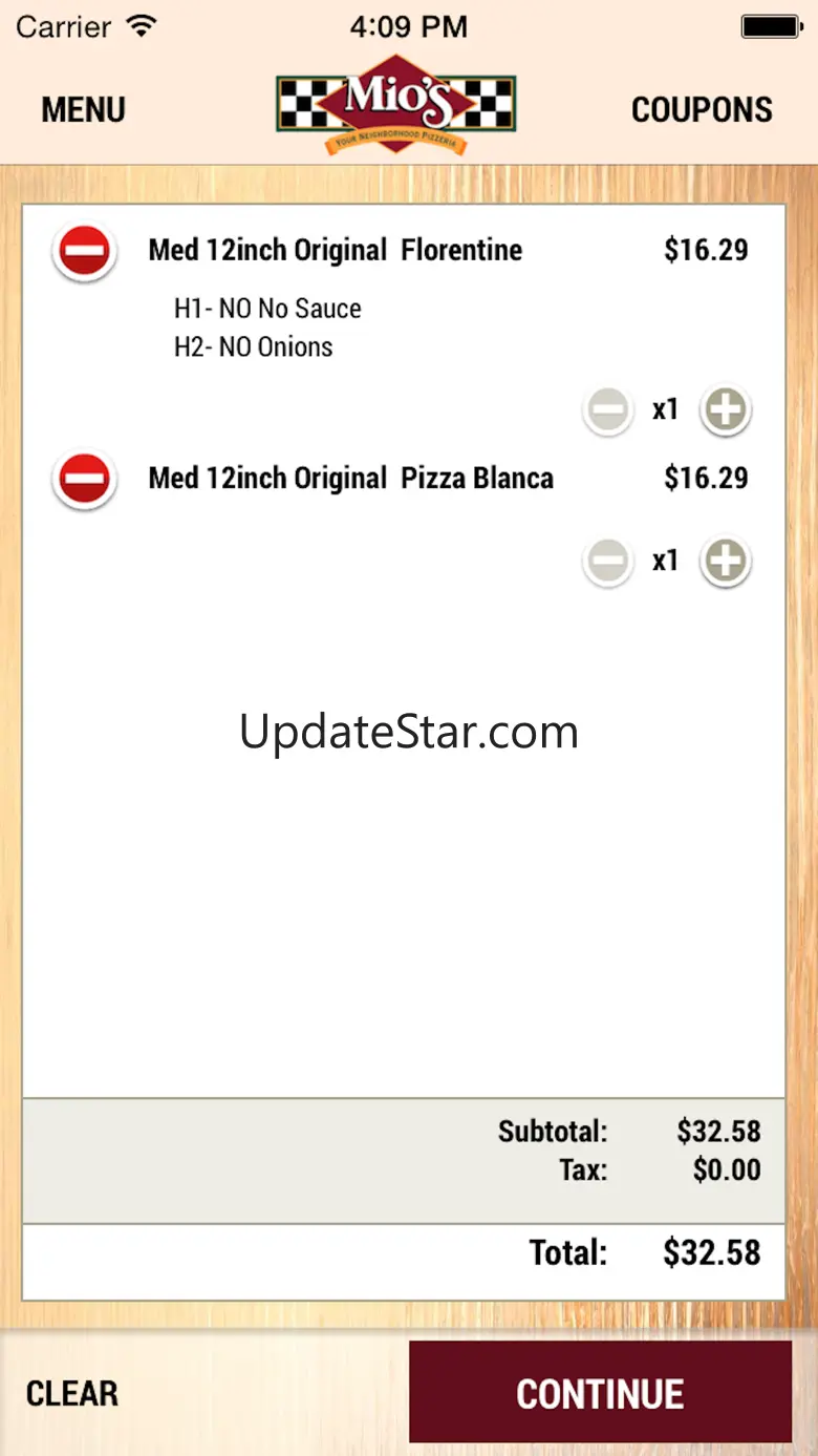 Mio’s Pizza Ordering App 2.0.0