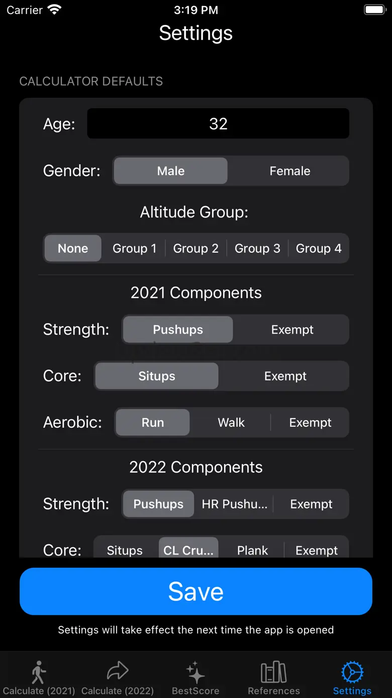 USSF/USAF PFA Calculator 2.0