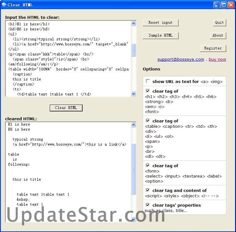 Clear HTML Tags