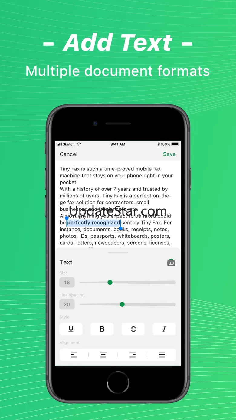 Tiny Fax: Fax PDF From iPhone 5.3.7