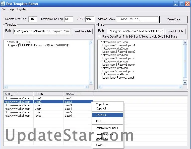 Text Template Parser 2.5