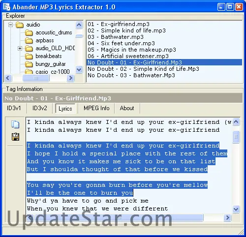 Abander MP3 Lyrics Extractor 1.1