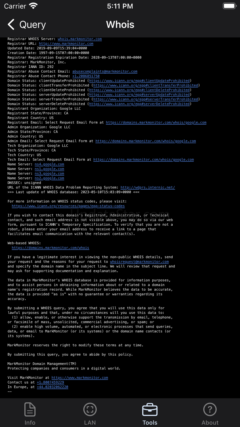Network Analyzer: net tools 8.1.1