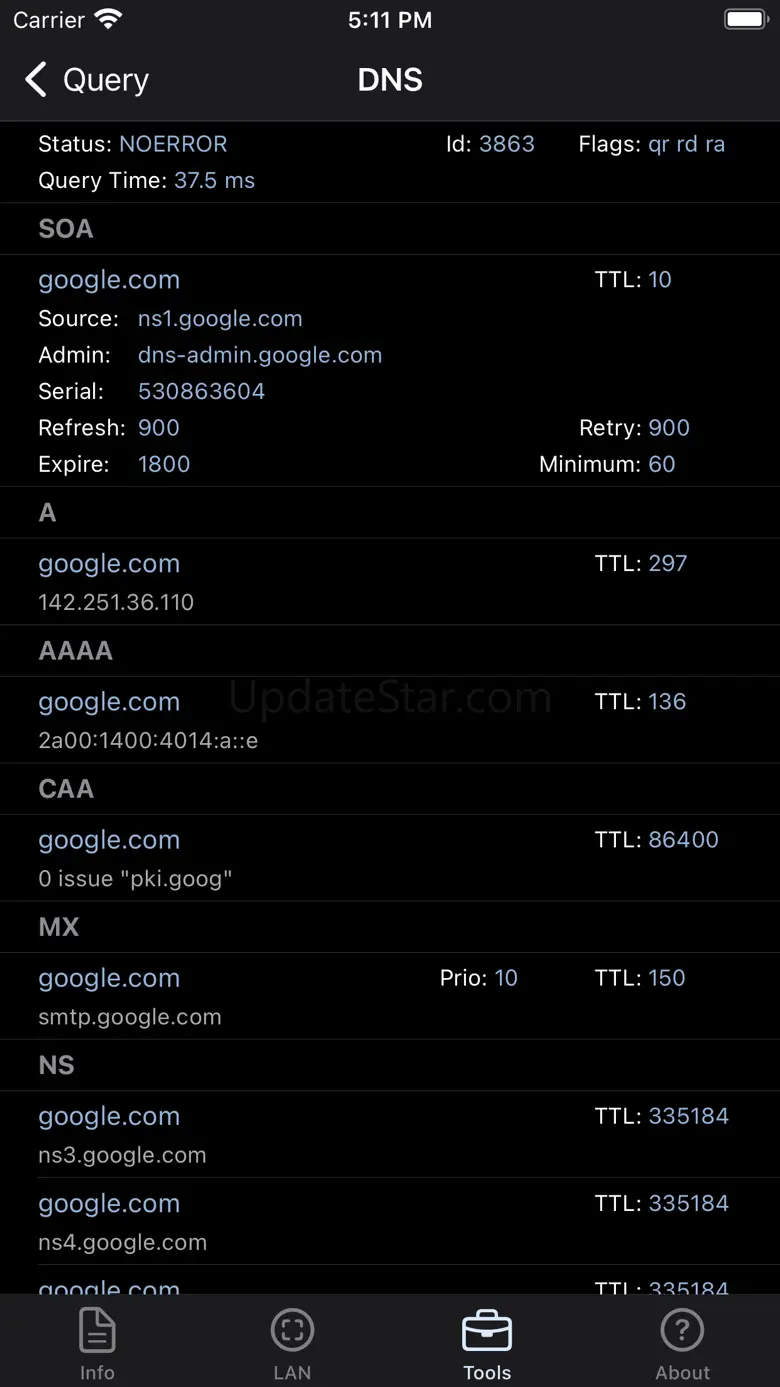 Network Analyzer: net tools 8.1.1
