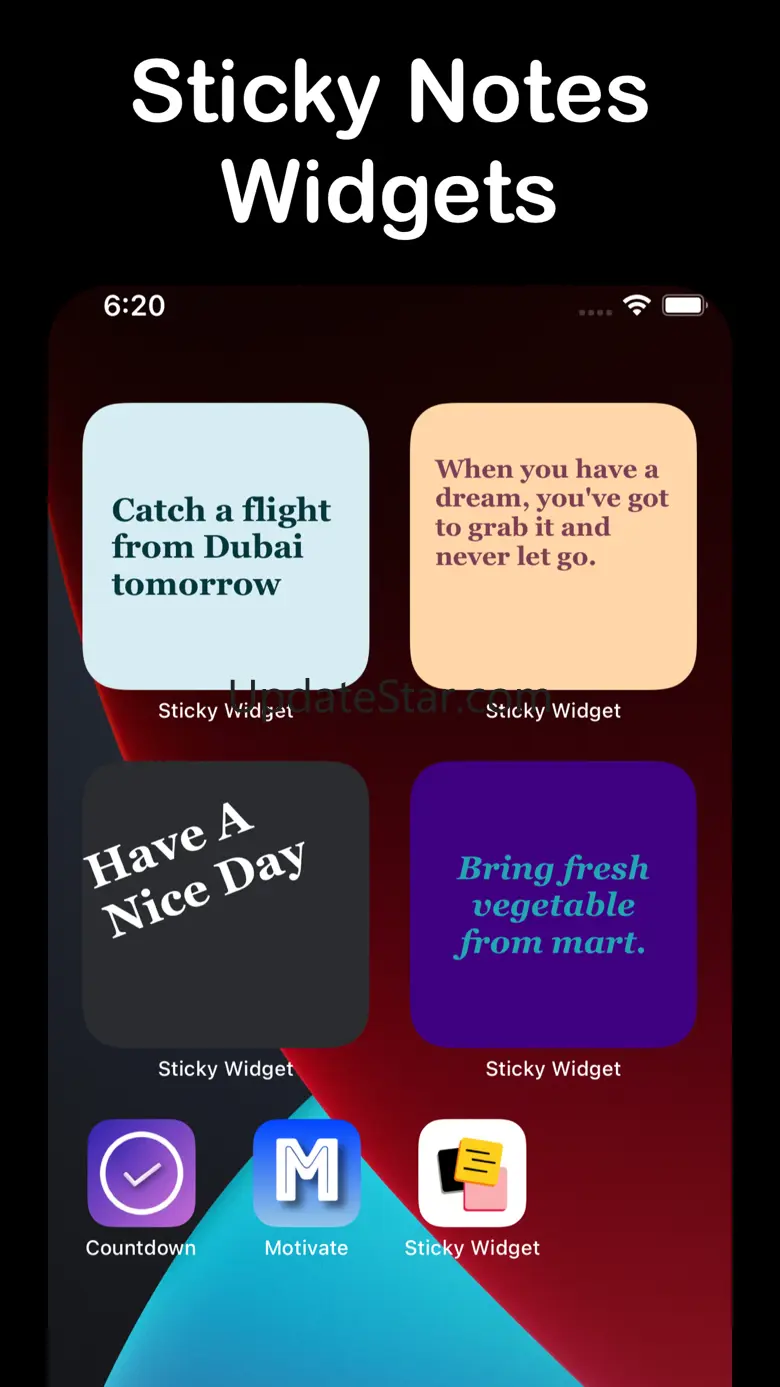 Sticky Widgets Note 17 standby 3.34