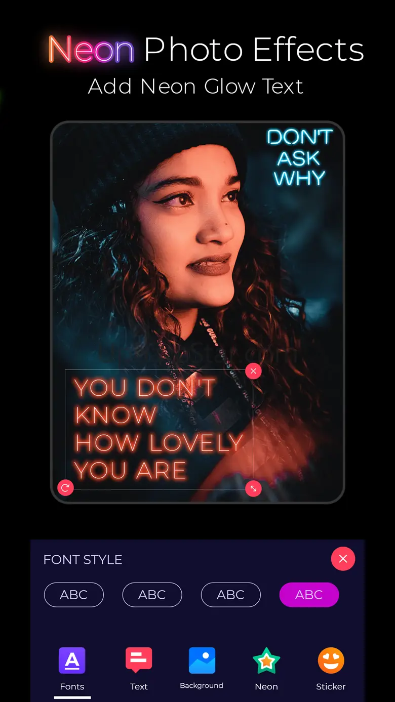 Neon Text on Photo - Text Glow 3.1