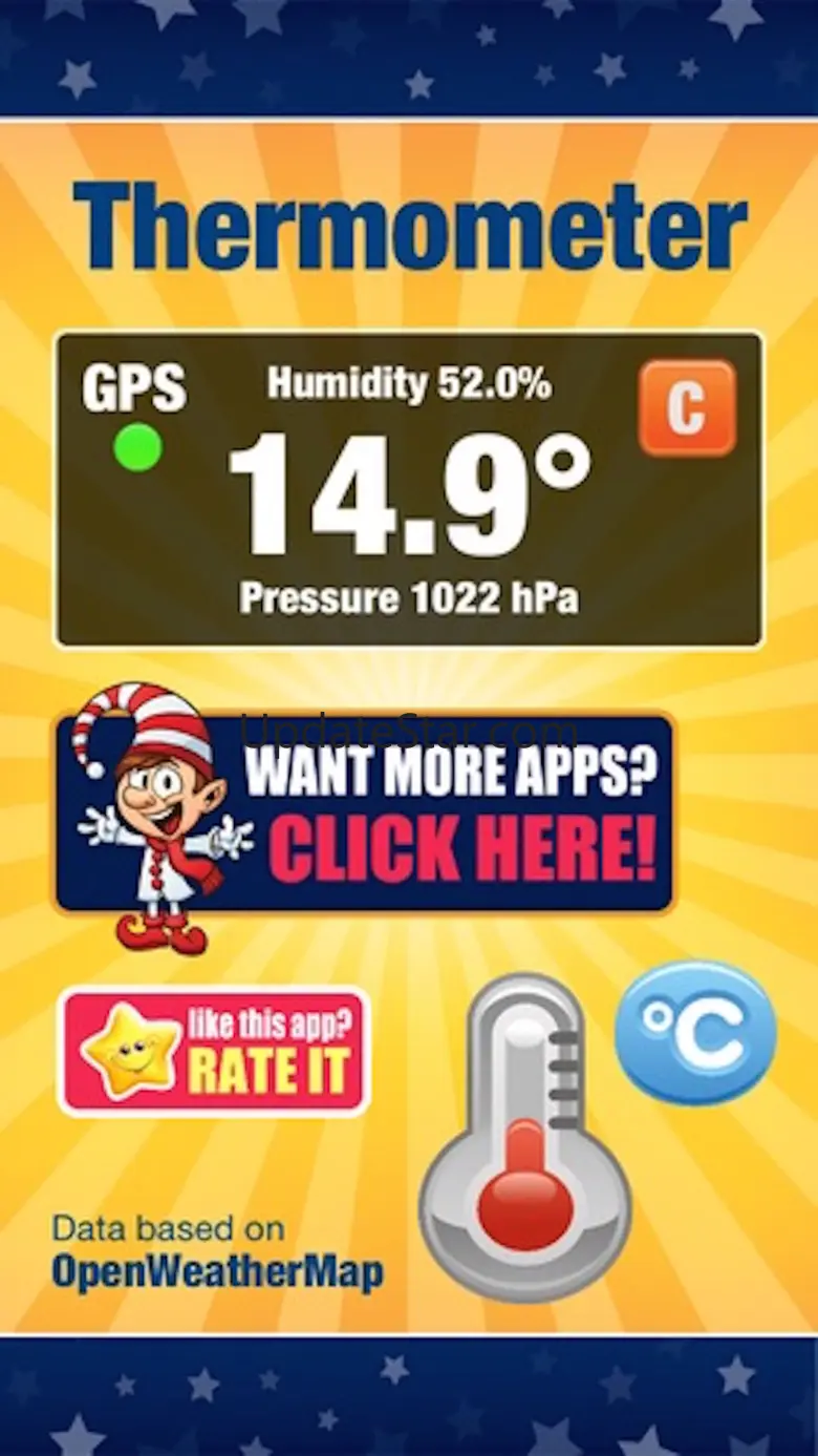 Digital Thermometer - Current Temperature in Celcius or Fahrenheit, Humidity, and Atmospheric Pressure Pyrometer 1.1