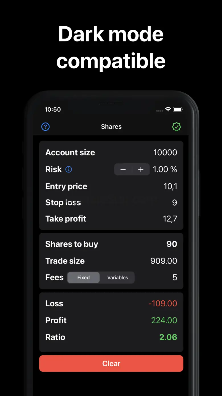 Trade Size stock trading risk 1.2.9