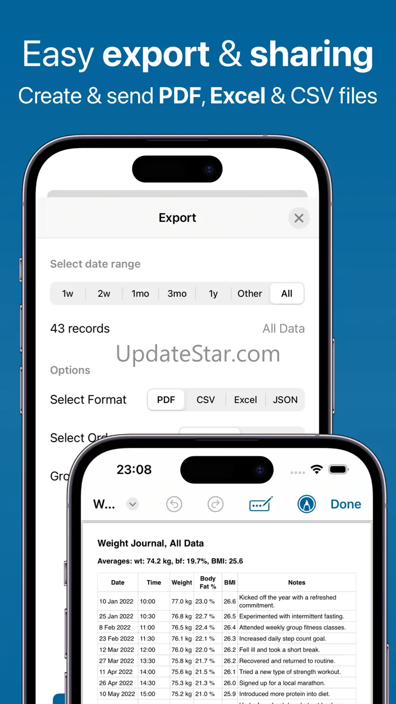 Weight, Body Fat • Feeltracker 2.64.2