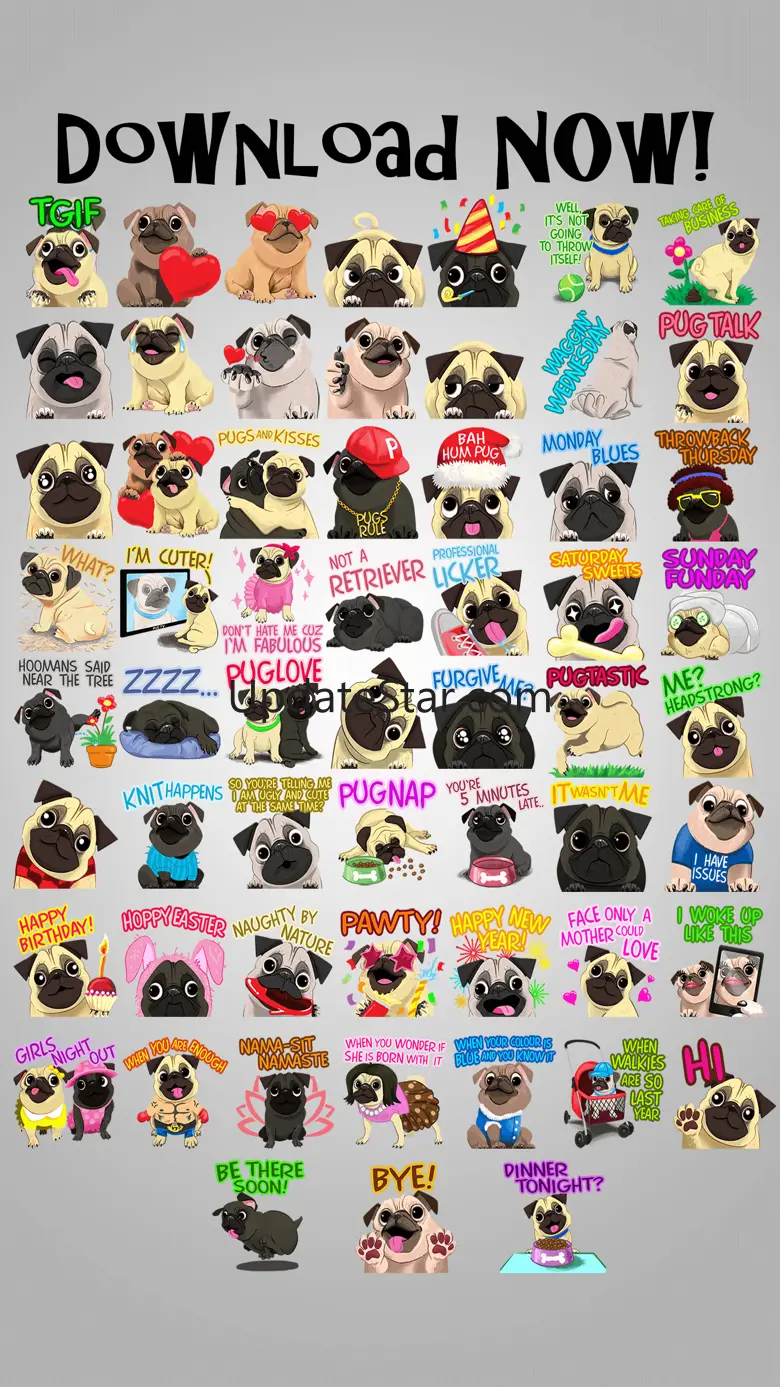 Pug Dog Emoji Stickers 1.3
