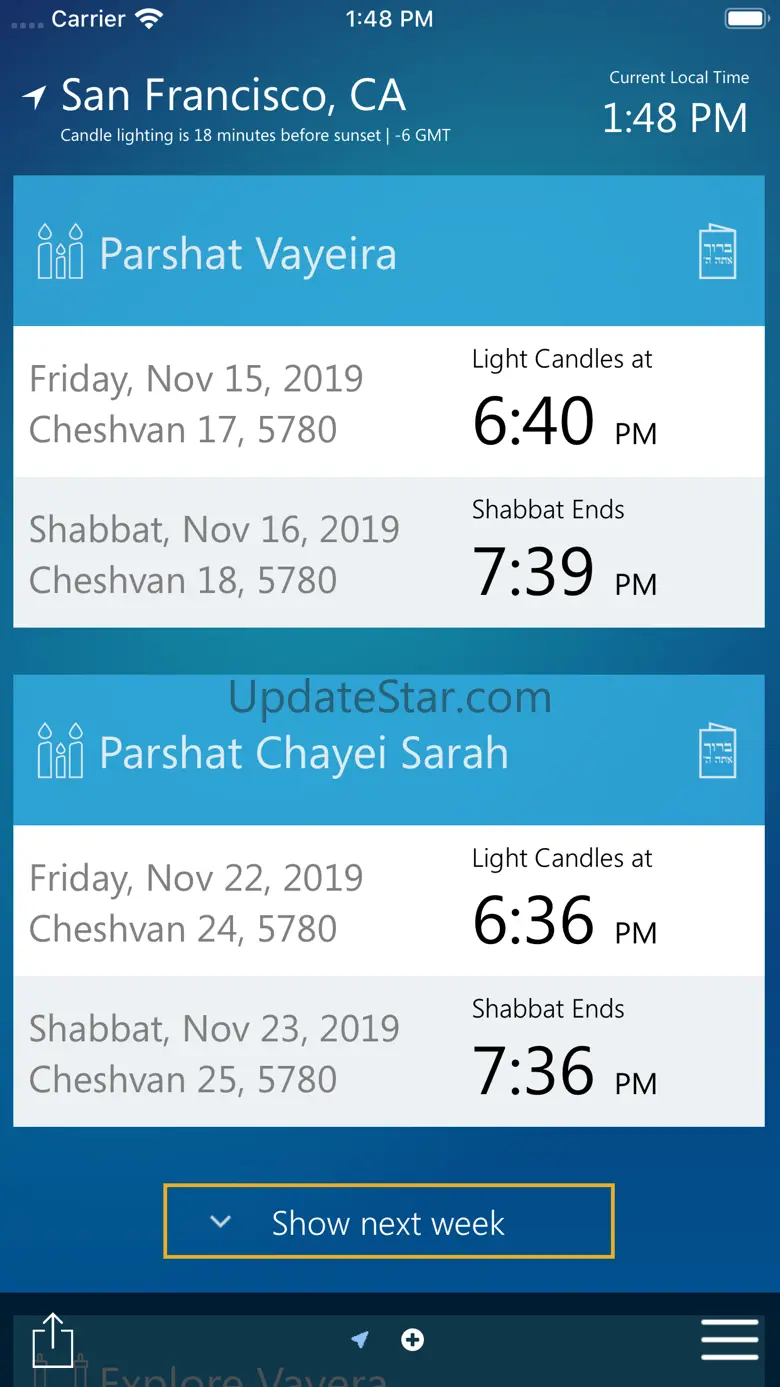 Shabbat & Holiday Times 1.2.7
