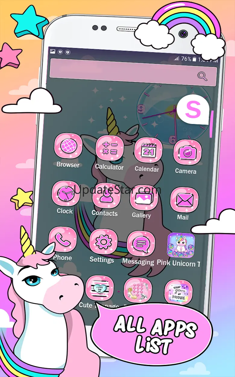 Pink Unicorn Theme Launcher 2.3