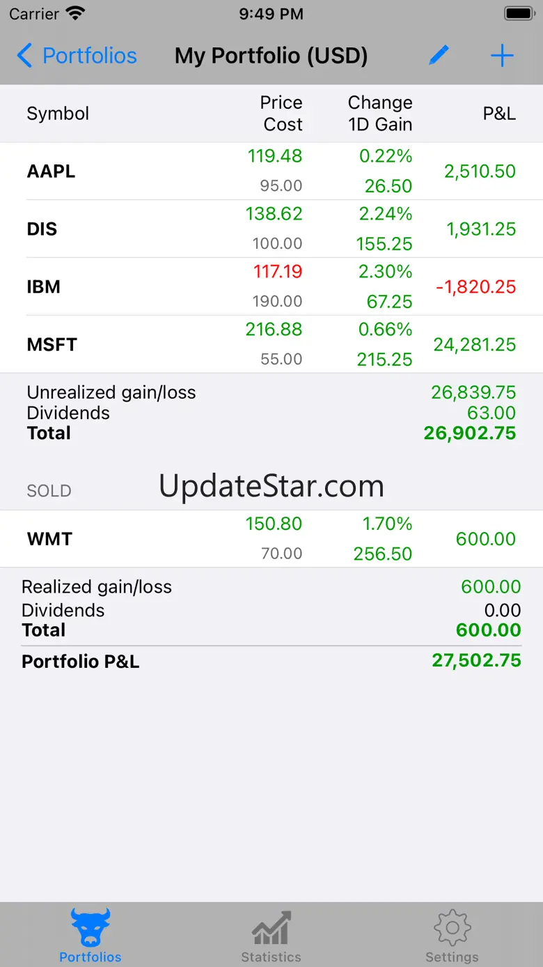 Portfolio - Monitor Stocks 5.7