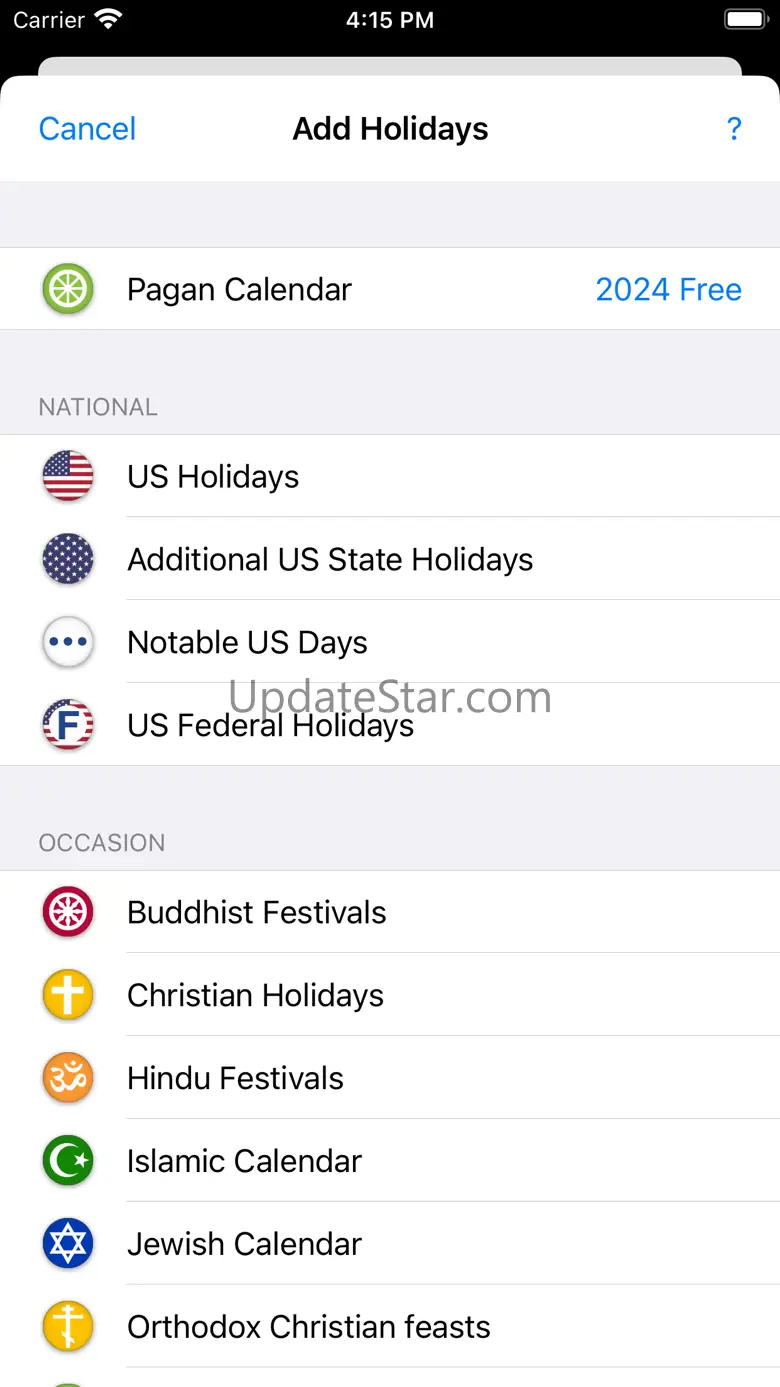 US Holidays - cals with flags 4.43