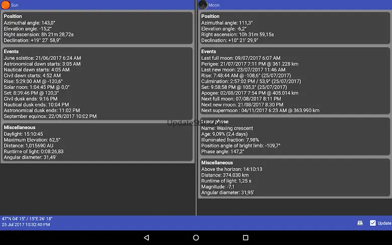 Sun, moon and planets 1.8.5m