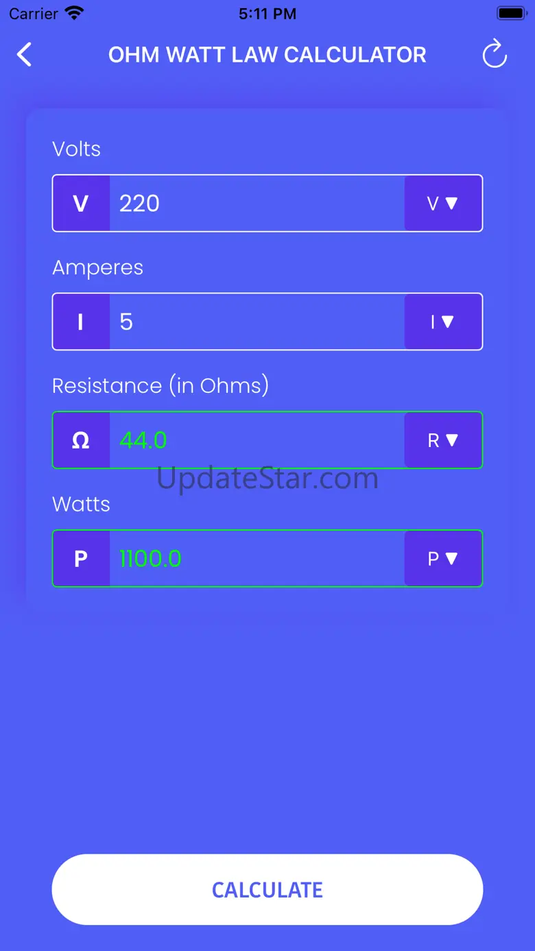 OHM / WATT LAW CALCULATOR 1.9