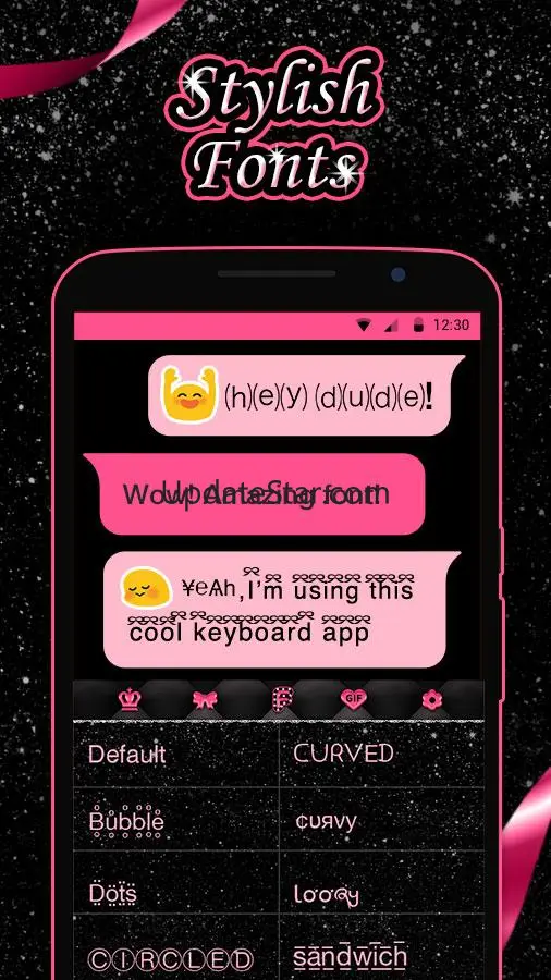 Pink Black Keyboard Theme 10.0