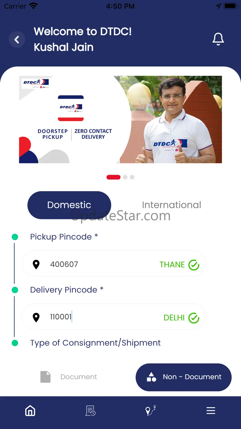 MyDTDC: Book | Send | Track 3.7.2