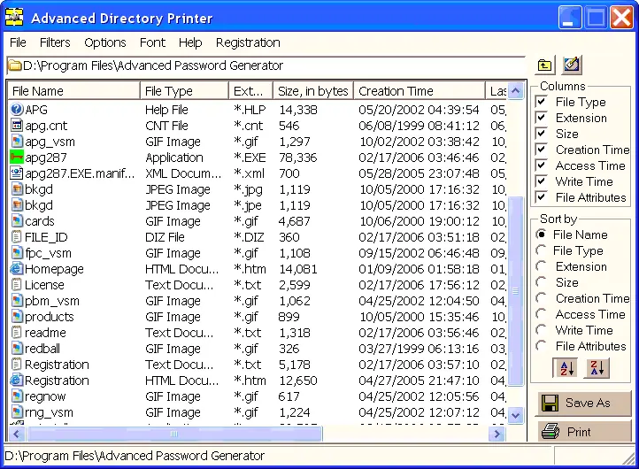 Advanced Directory Printer 1.39