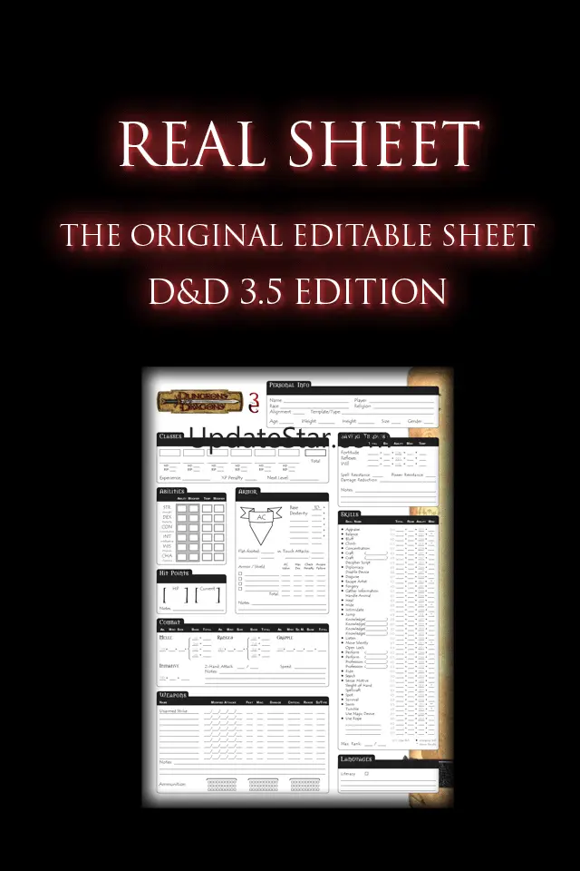 Real Sheet: D&D 3.5 Edition + Dice Table 1.5