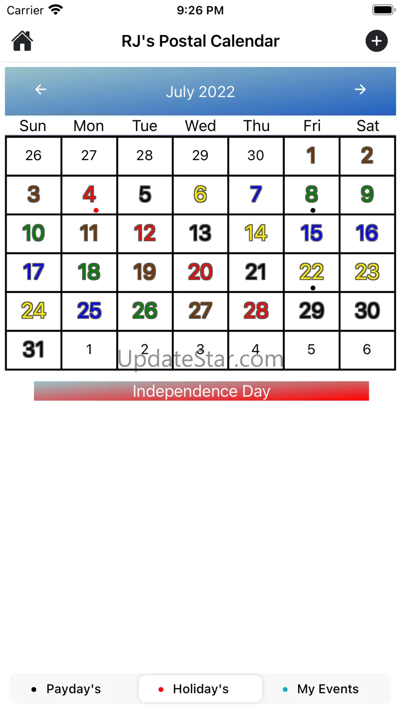 RJ's Postal Calendar 1.10