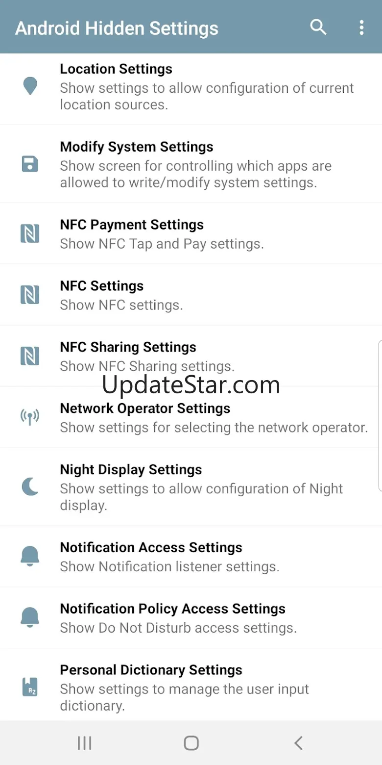Android Hidden Settings 2.4.2